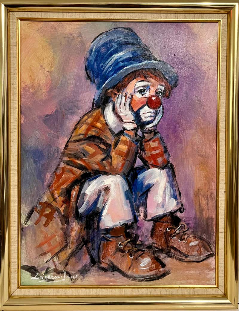 Vintage Sad Clown Painting - 13 For Sale on 1stDibs | crying clown ...