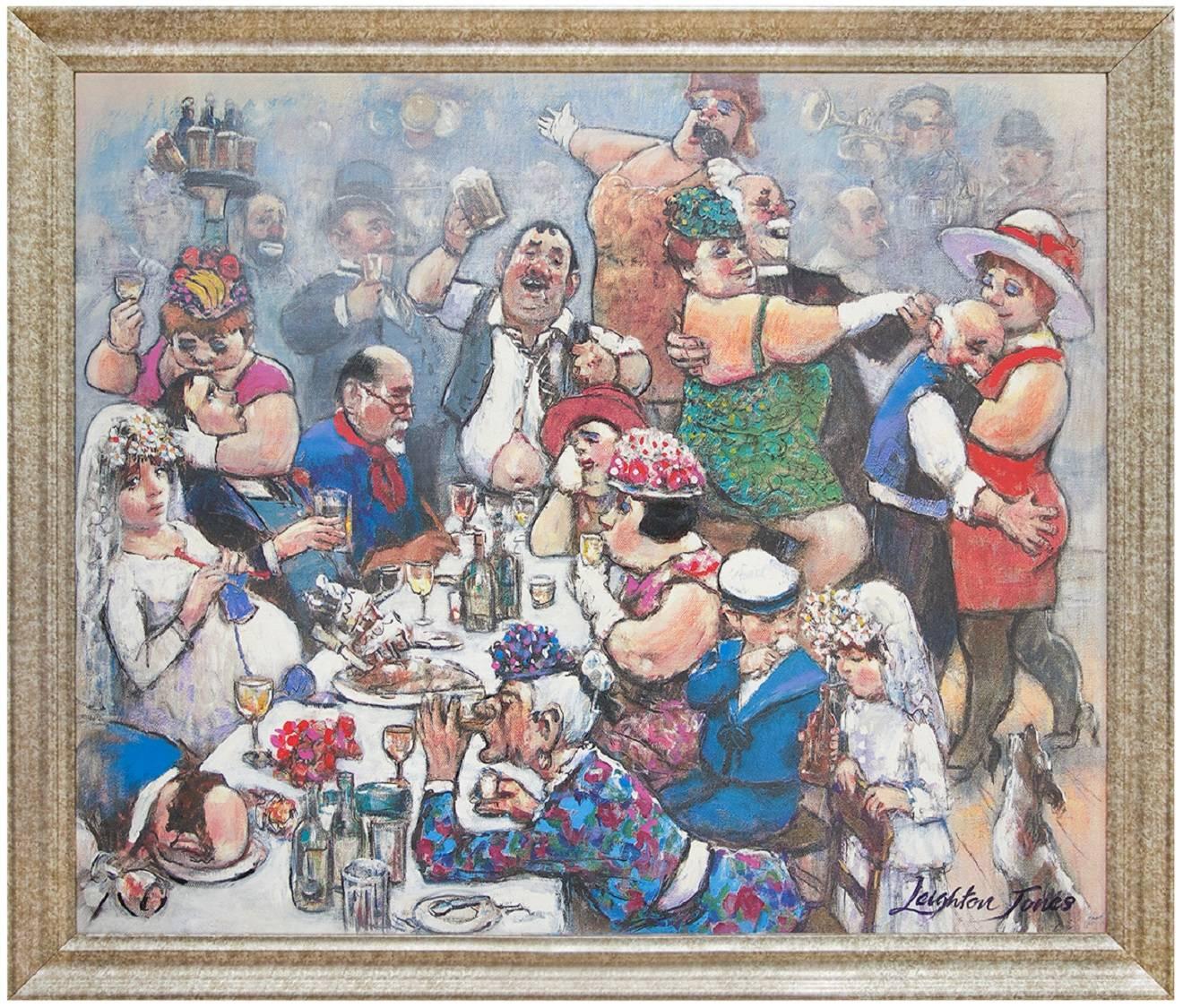 Fat Lady Sings Giclee Painting Print on Canvas Rowdy Tavern Bar Scene
