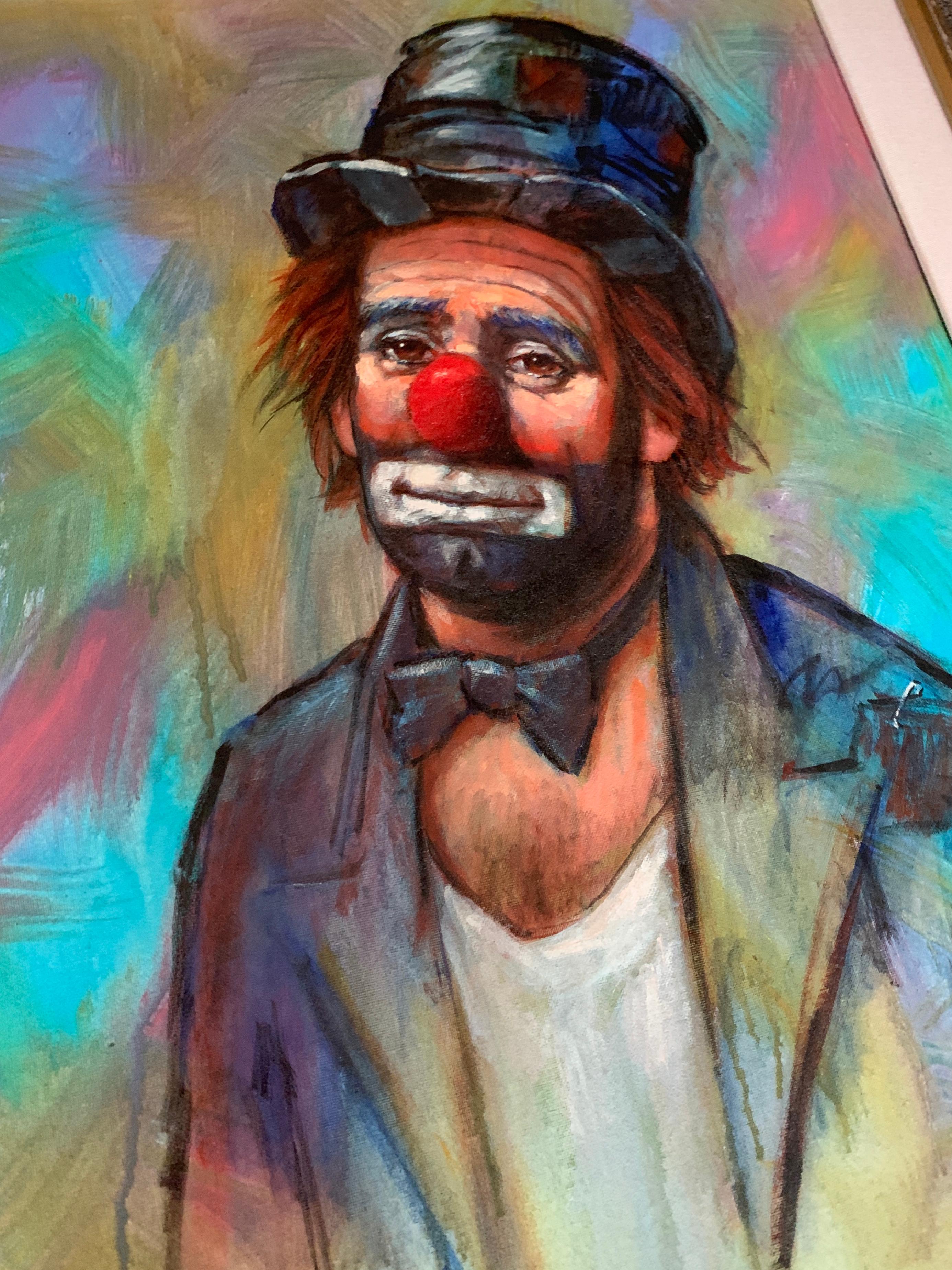 Clown In Top Hat & Bowtie (emeh Kelly) Style by Barry Leighton-Jones Numbered 593 of 750.
Notes: Barry Leighton-Jones, artist and illustrator, was born in London in 1932. As the descendant of a president for the Royal Academy of Arts, Leighton-Jones