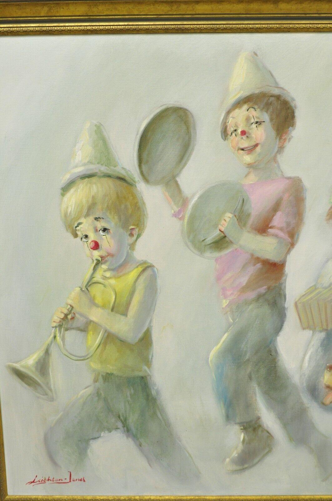 Barry Leighton Jones - Grande huile sur toile - Peinture de clown d'enfants « The Minstrels » en vente 2