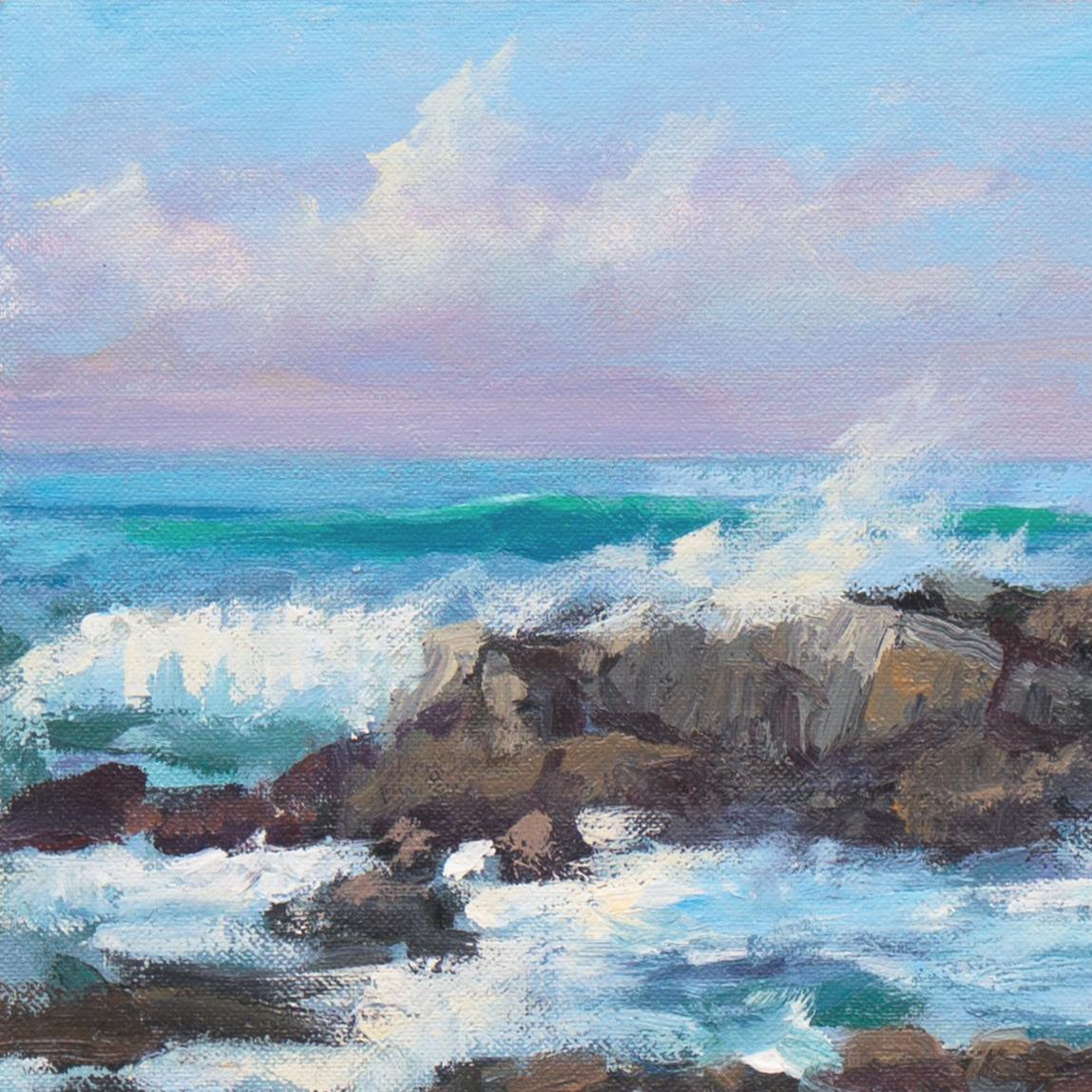 'Breaking Waves, Pacific Grove, Monterey', Carmel, Rockport Art Association - Impressionist Painting by Barry Marshall