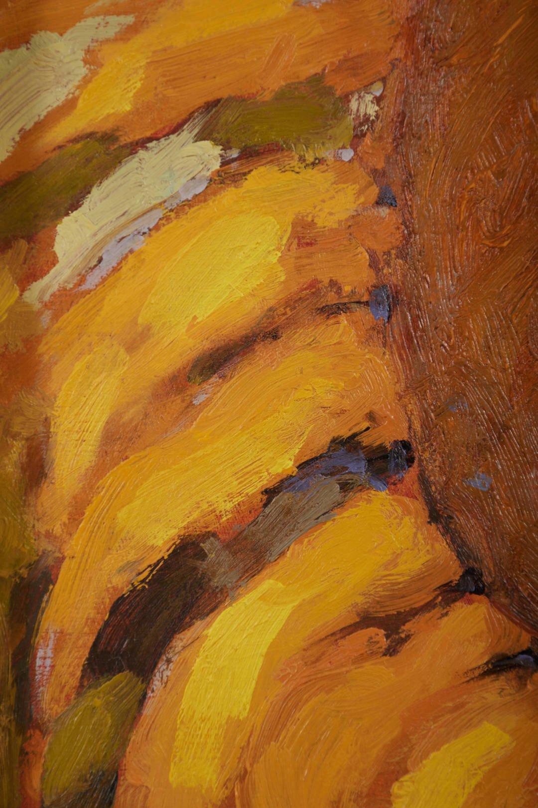 Ritratto di Tournesal, Natura morta di girasoli del XX secolo - Still-Life Painting Marrone di Barry McCuan