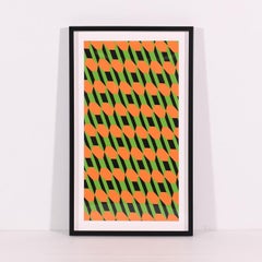 GEOMETRIC PATTERN ORANGE GREEN BLACK