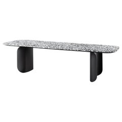 Barry Medium Table in Palladio Moro Top with Black Lacquered Base by Alain 