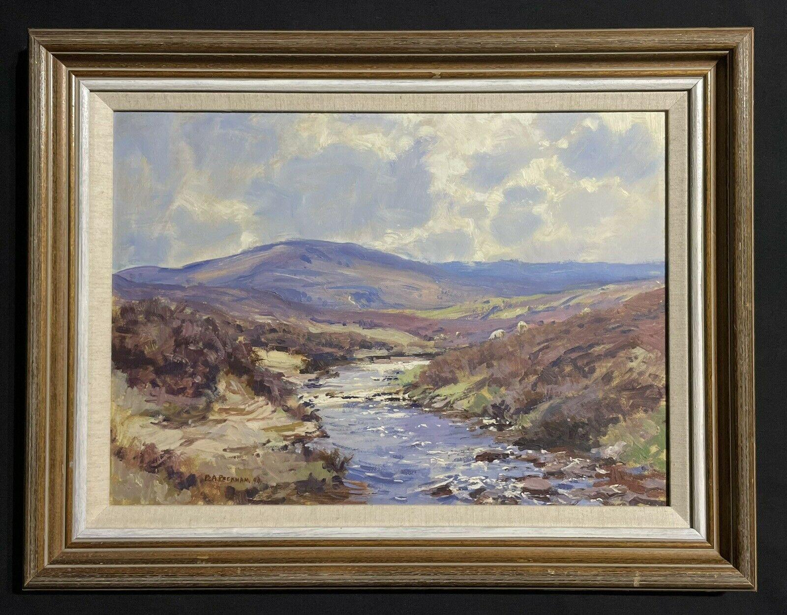 Schottisches Hochland Sonnige Landschaft Flusslandschaft Signiertes Ölgemälde – Painting von Barry Peckham