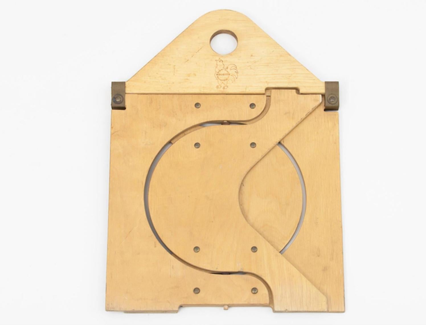 Plywood and Canvas Folding Stool by Barry Simpson manufactured by Dirt Road in Waitsfield Vermont between 1976-1984.Marked on underside of seat: Rooster by Dirt Road Waitsfield ,VT. This design is in the permenant collection of the Brooklyn Museum.
