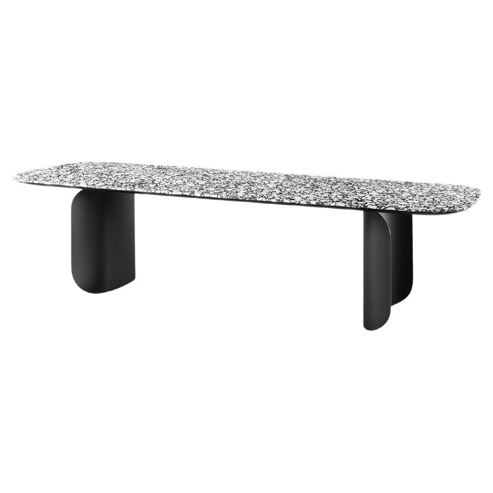 Petite table Palladio Moro avec base laquée noire d'Alain Gilles