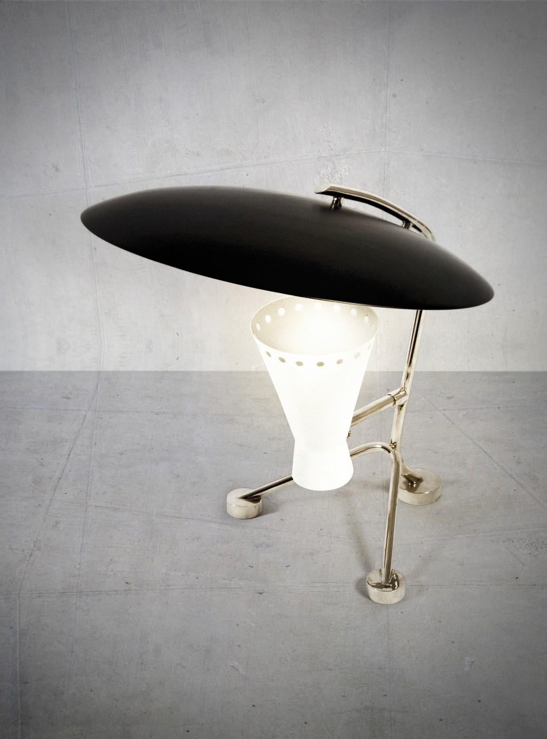 Hand-Crafted Barry Table Light in Black with Brass Detail For Sale