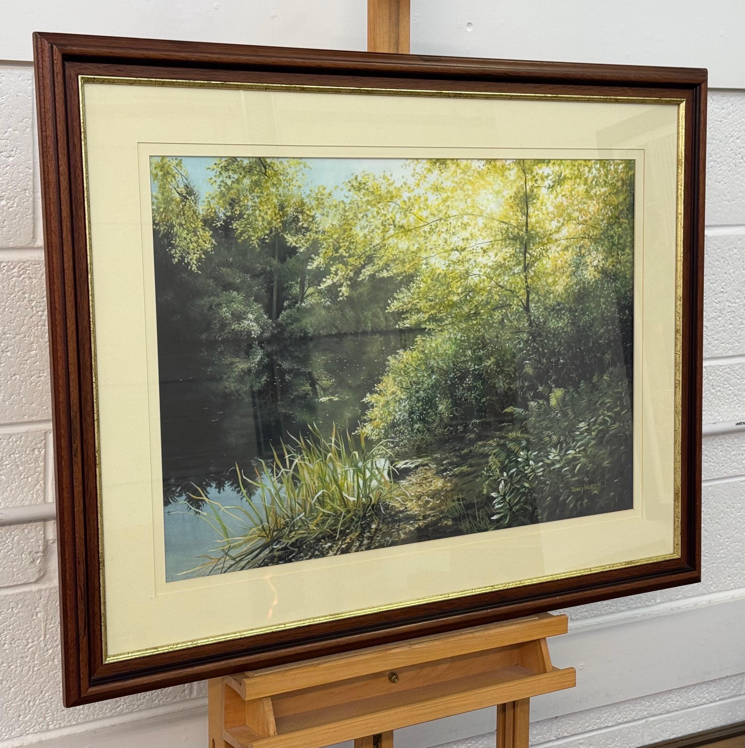 Tranquila escena fluvial en la campiña inglesa por un artista británico del siglo XX - Painting de Barry Wescott