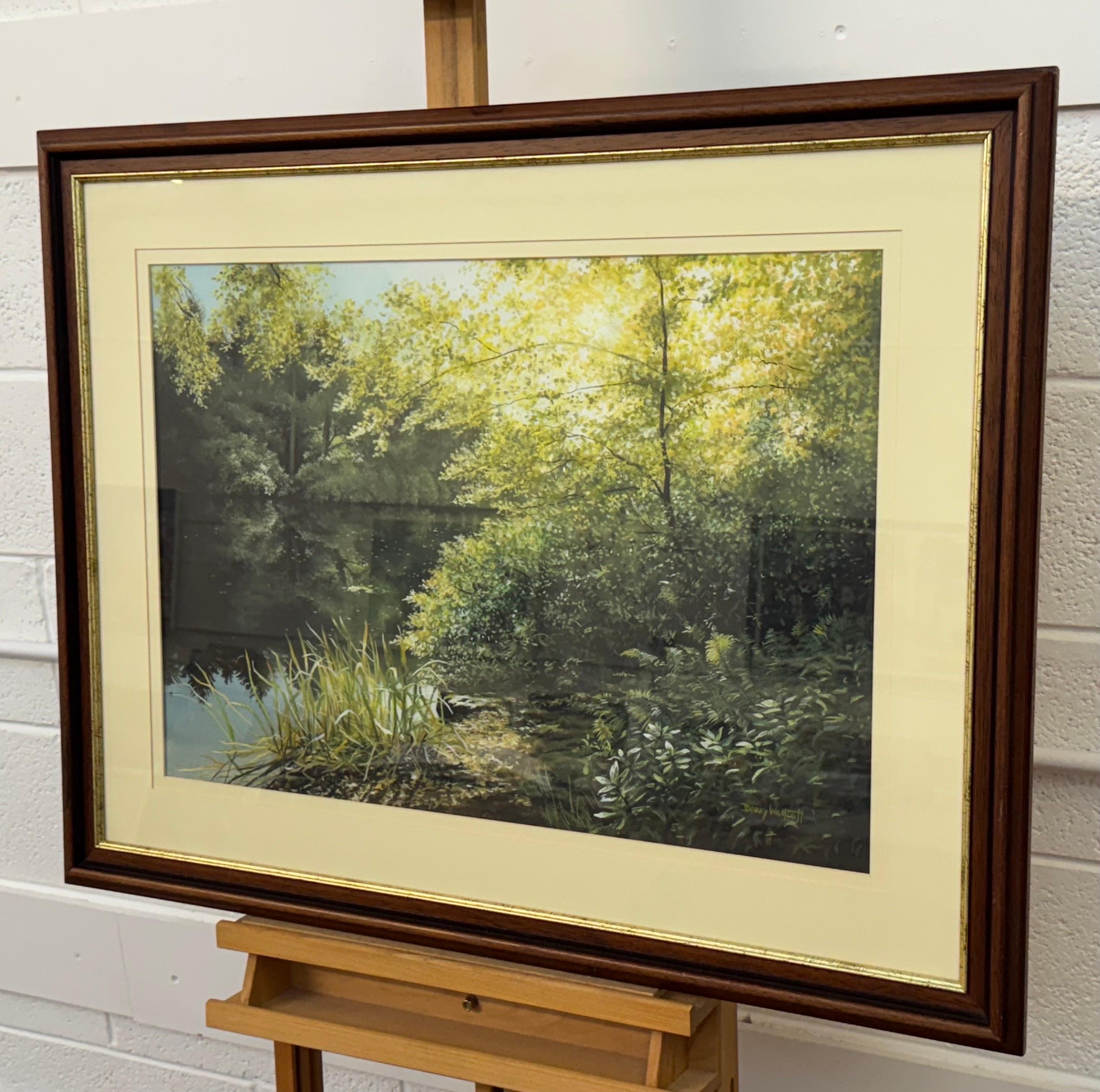 Tranquila escena fluvial en la campiña inglesa por un artista británico del siglo XX - Painting Realista de Barry Wescott