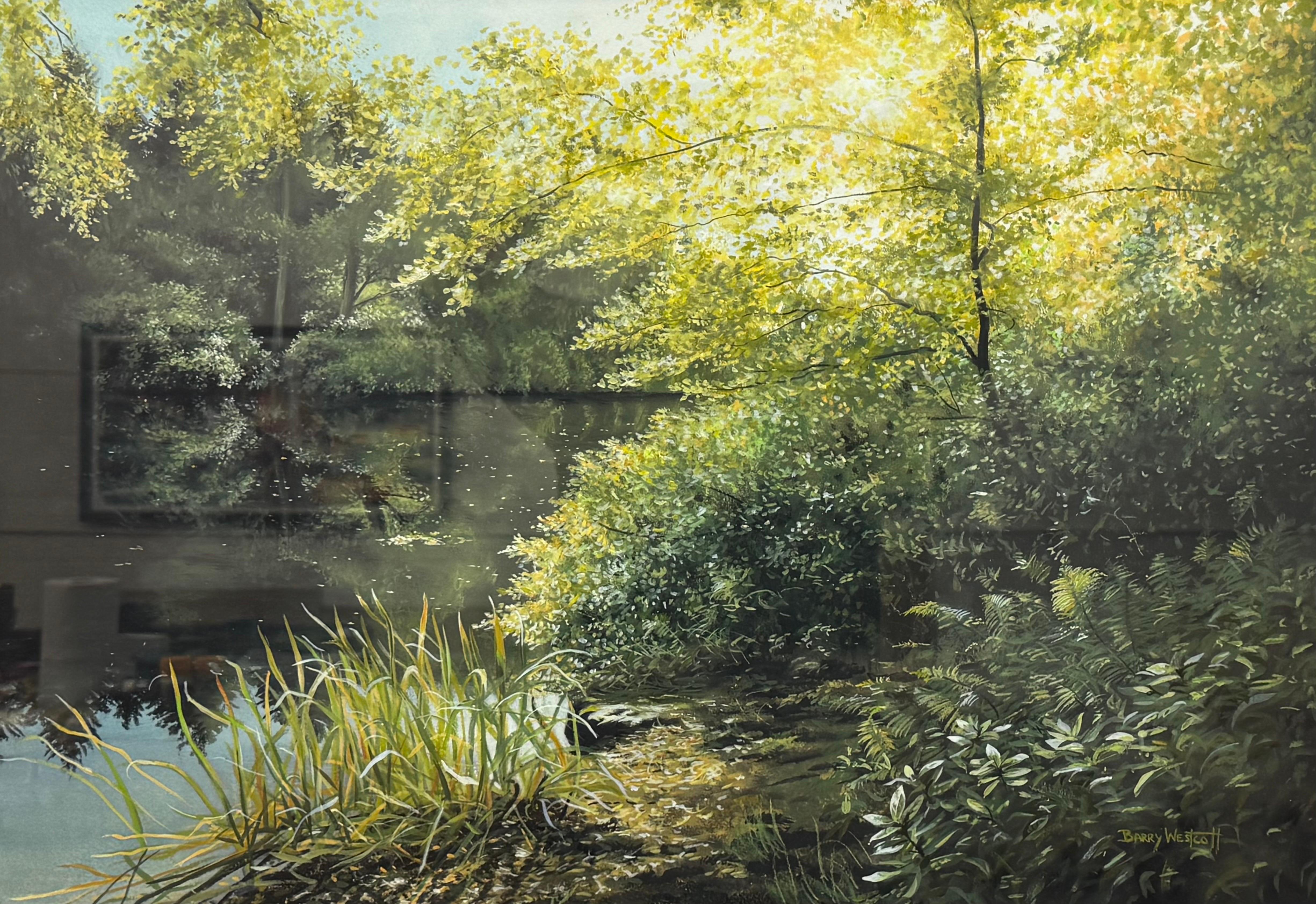 Tranquila escena fluvial en la campiña inglesa por un artista británico del siglo XX en venta 1