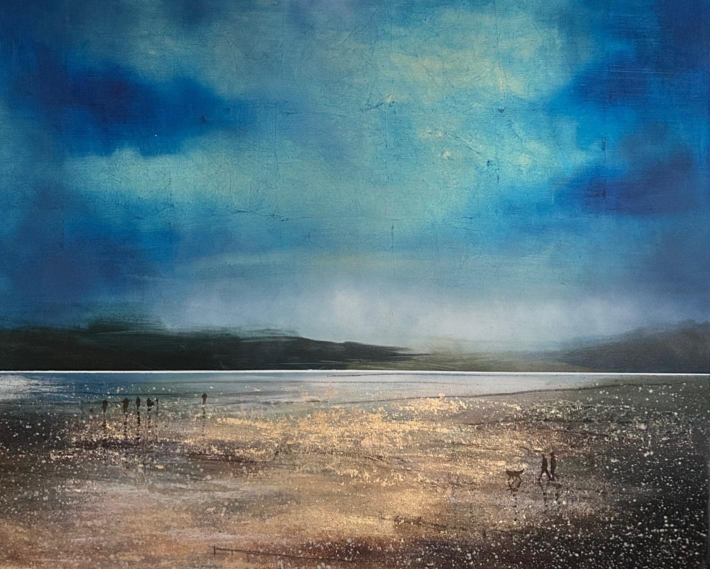 Jenseits des Meeres, Originalgemälde, Landschaft, zeitgenössische Kunst, Küstenlandschaft