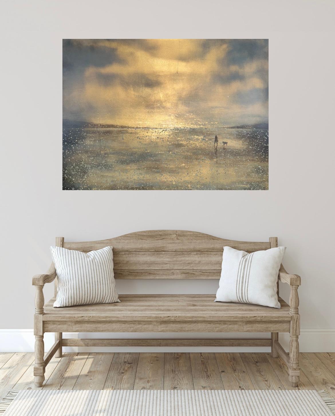 Dawn Walk, original painting, landscape, contemporary art, coastal - Contemporary Painting by Barry Wilson 