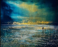 Edge of Stillness & Golden Evening, diptych, original painting, landscape