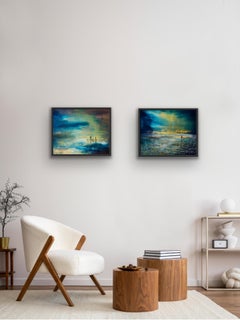 Edge of Stillness & Golden Evening, diptych, original painting, landscape