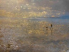 Golden Reflection, original painting, landscape, contemporary art, coastal
