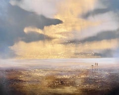 Luminescent Horizon, original painting, landscape, contemporary art, coastal