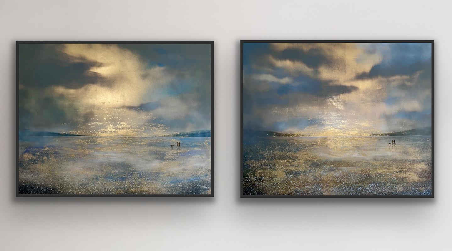 Sunshine after the Rain & Guilded Tides, diptych, original painting, landscape