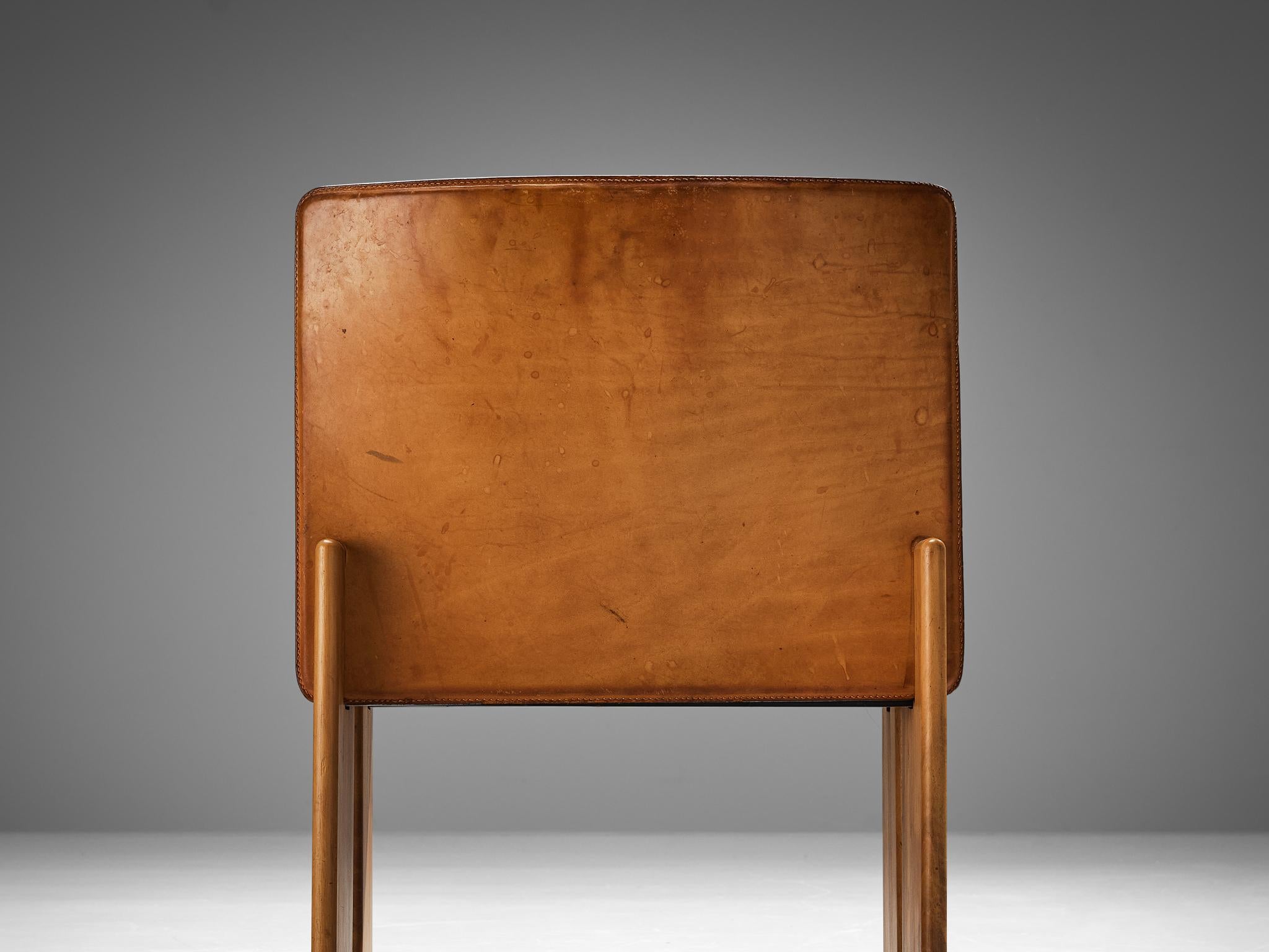 Barsacchi & Vegni Set of Four 'Avila' Dining Chairs in Walnut and Leather  2
