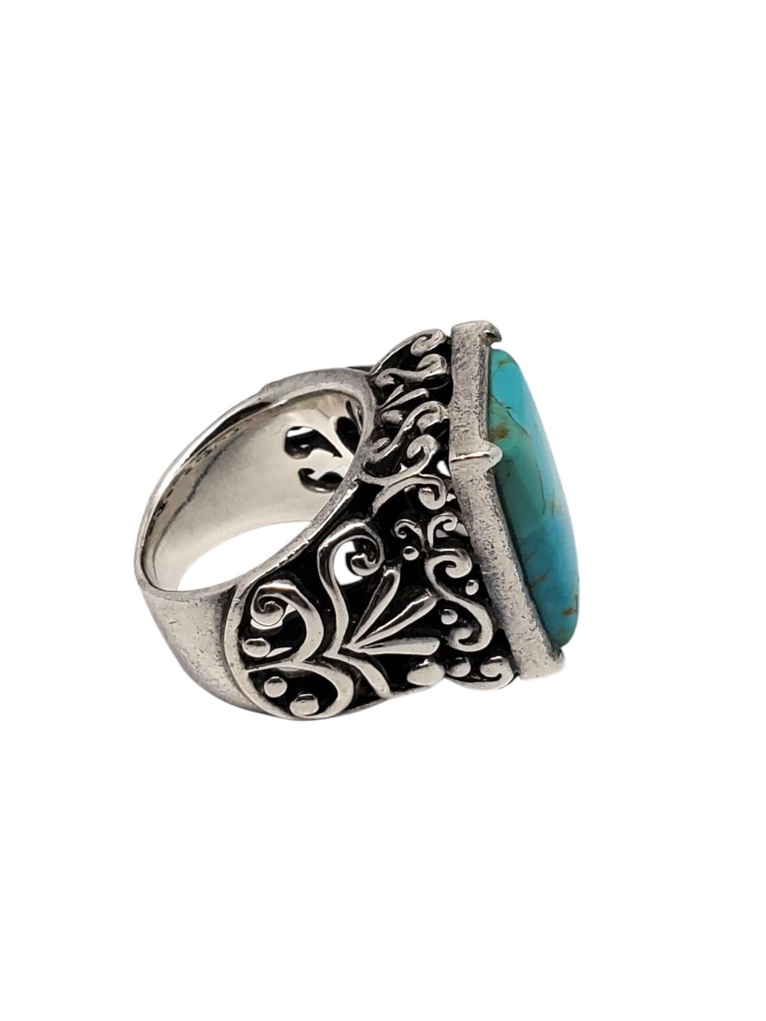 Barse Sterling Silver Turquoise Gemstone Ring Size 7 #21004 In Good Condition For Sale In Washington Depot, CT