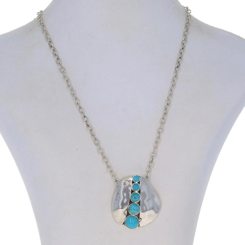 Taille ronde Collier gradué à cinq pierres Barse Turquoise 16 1/2