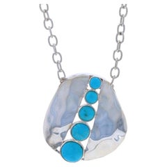 Barse Collana a cinque pietre in turchese graduato 16 1/2" Sterling 925 RoundCabochon