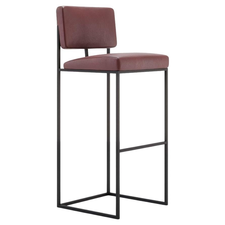 Barstool in Custom Metallic Finishes and Leather Colors For Sale