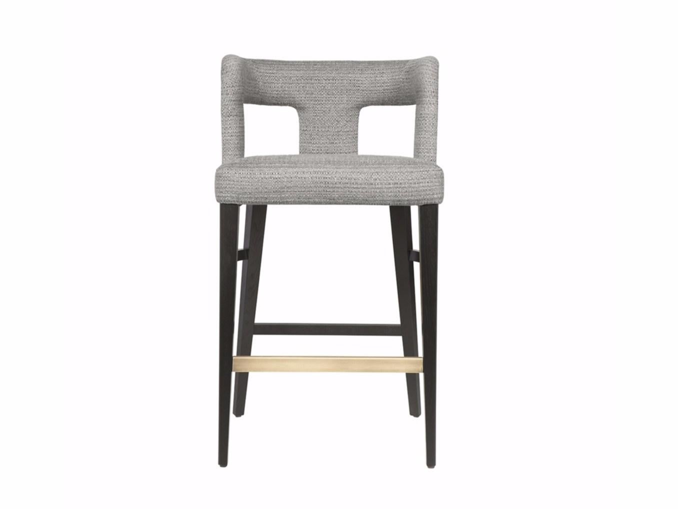 Barstool Offered in Bouclé Fabrics and Wood Structure For Sale 4