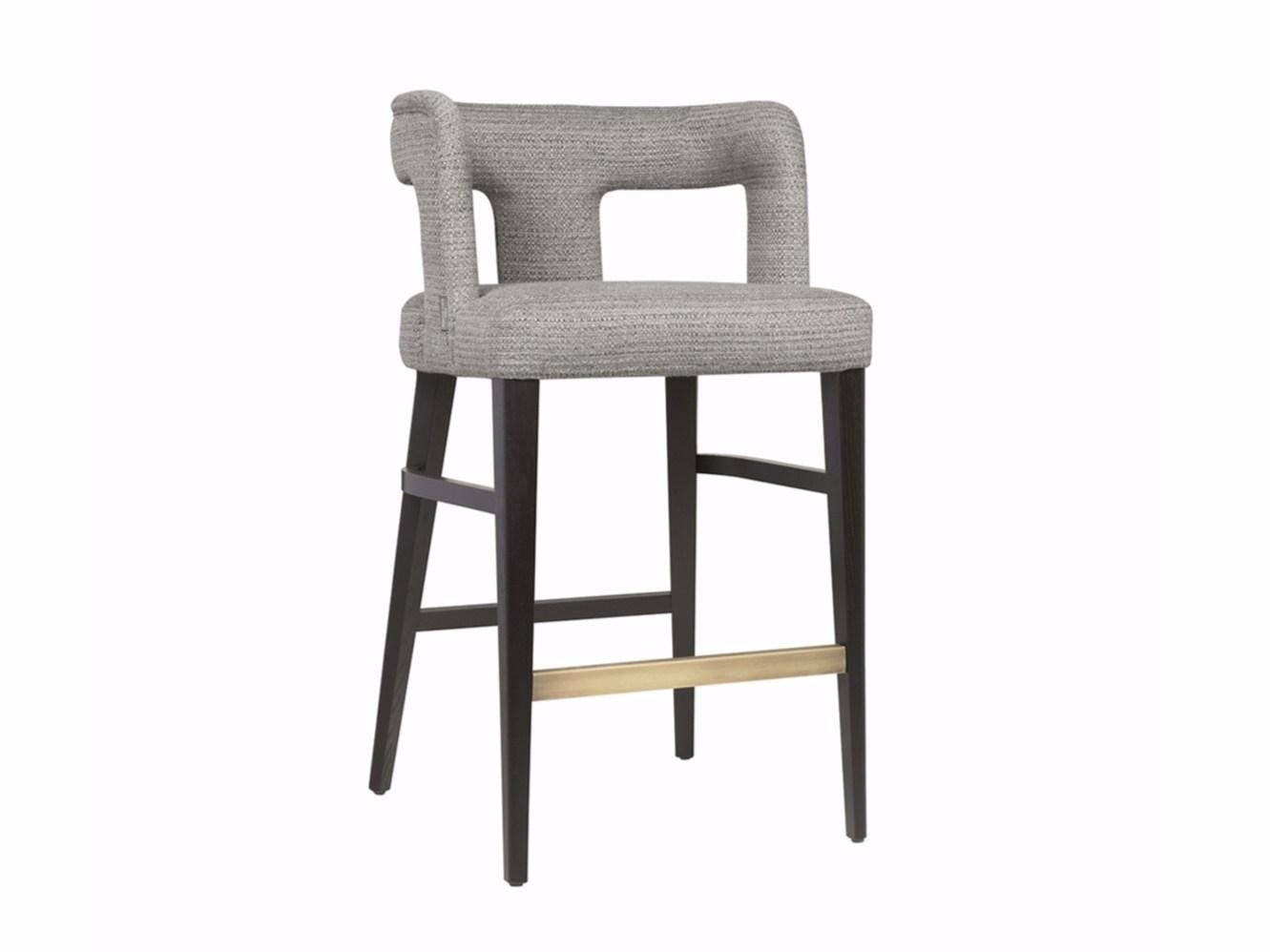 Barstool Offered in Bouclé Fabrics and Wood Structure For Sale 5