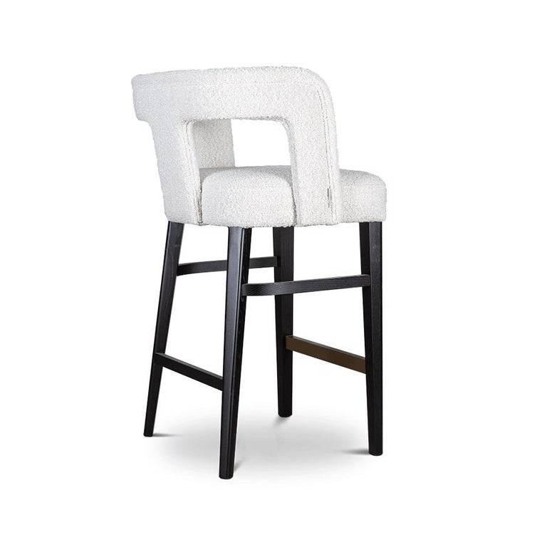 Barstool Offered in Bouclé Fabrics and Wood Structure For Sale at 1stDibs