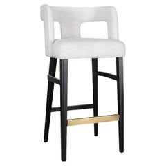 Barstool Offered in Bouclé Fabrics and Wood Structure