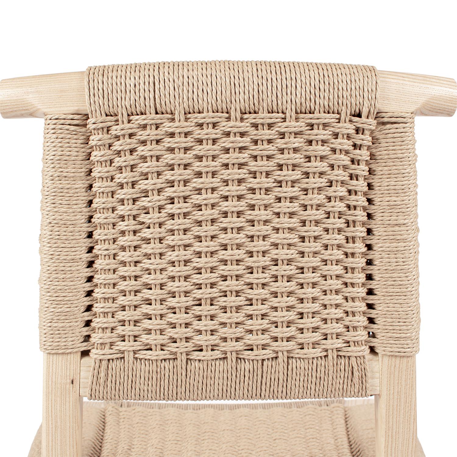 Barstool, Woven Danish Cord Seat Deck and Back, Hardwood, Mid Century For Sale 3