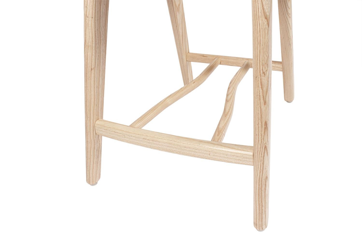 Contemporary Barstool, Woven Danish Cord Seat Deck and Back, Hardwood, Mid Century For Sale