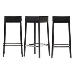 Rare Barstool Enameled, Brushed Chrome Steel w/ Upholstered Seats By Knoll, 1960