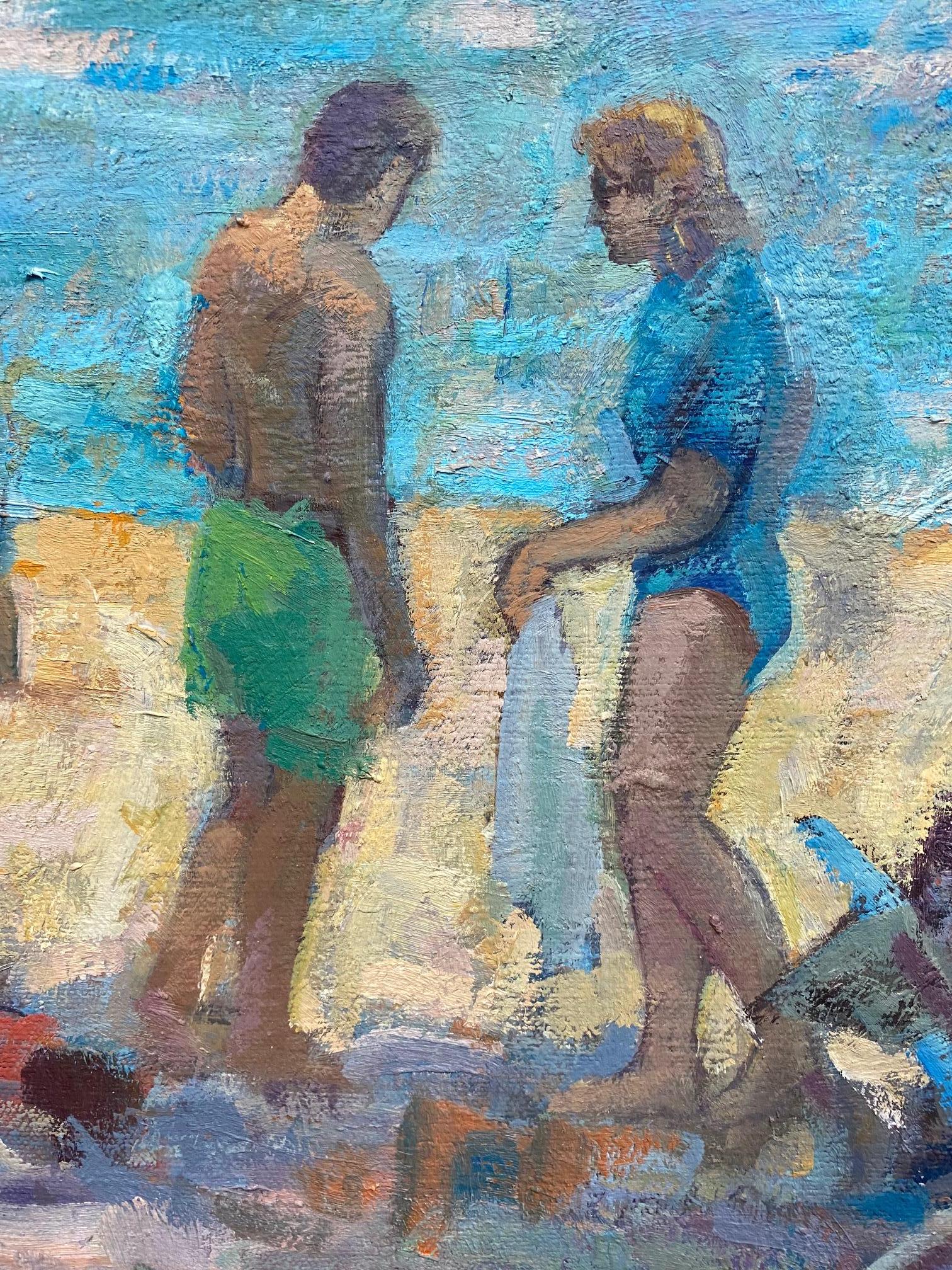 Another Day at the Beach, original 20x30 figurative marine landscape For Sale 1