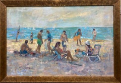 Another Day at the Beach, original 20x30 figurative marine landscape