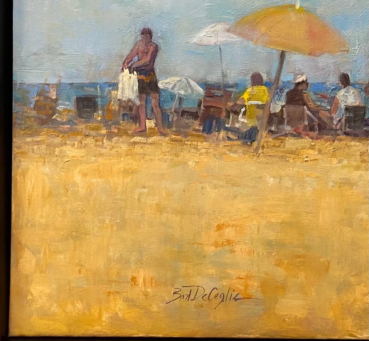 Beach Crowd, original 30x40 impressionist  figurative marine landscape 4