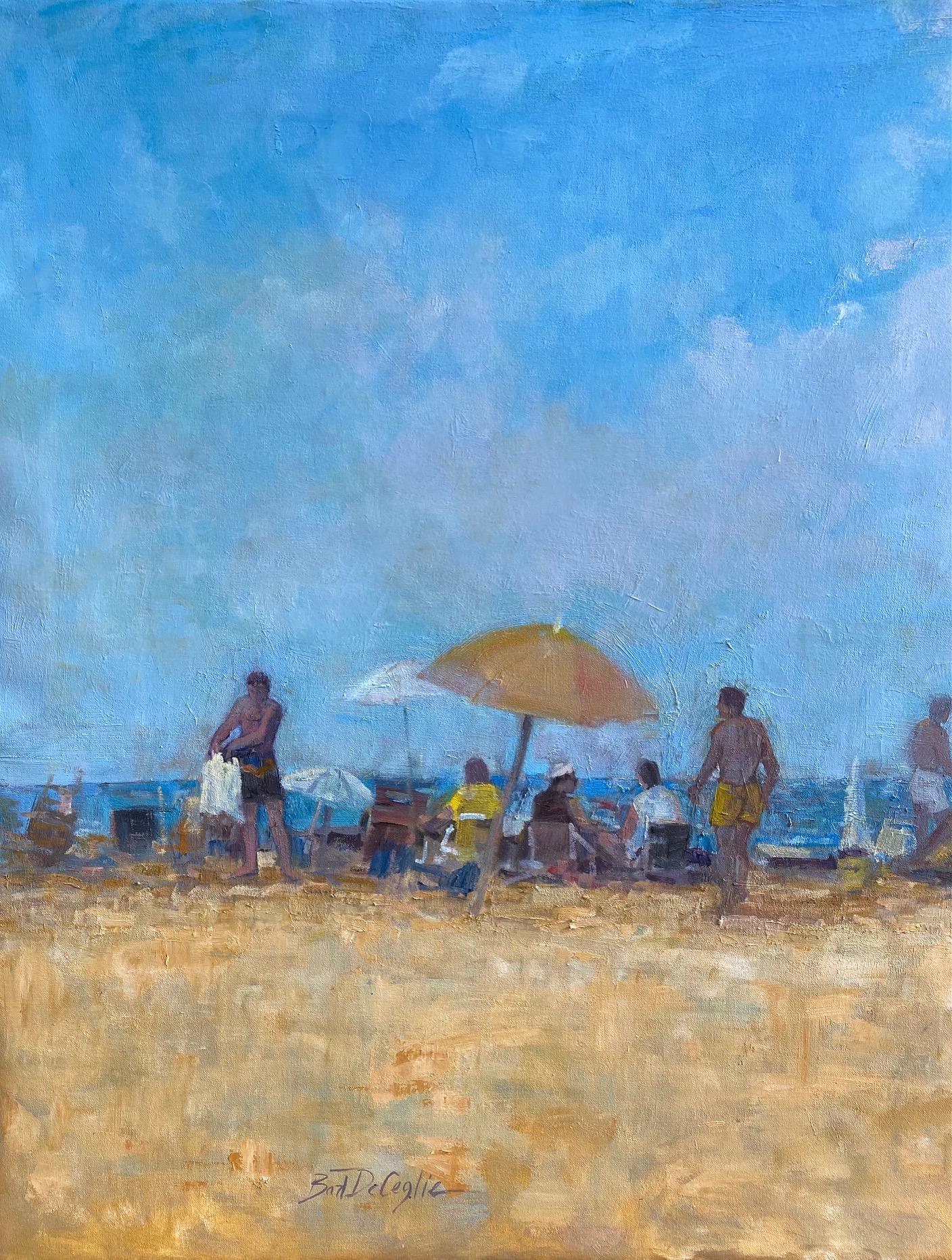 Beach Crowd, original 30x40 impressionist  figurative marine landscape 2