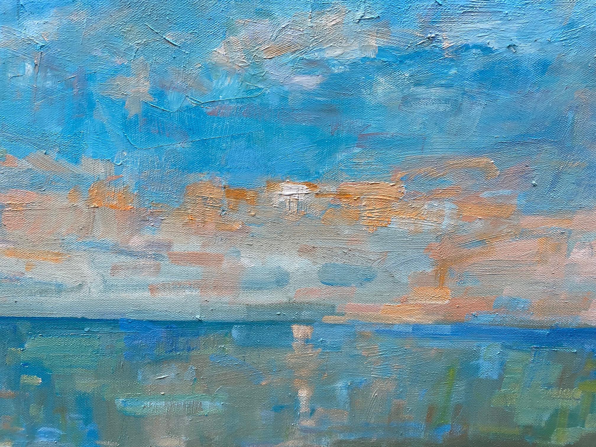 Early Morning in Summer, original 24x30 abstract marine landscape - Abstract Painting by Bart DeCeglie