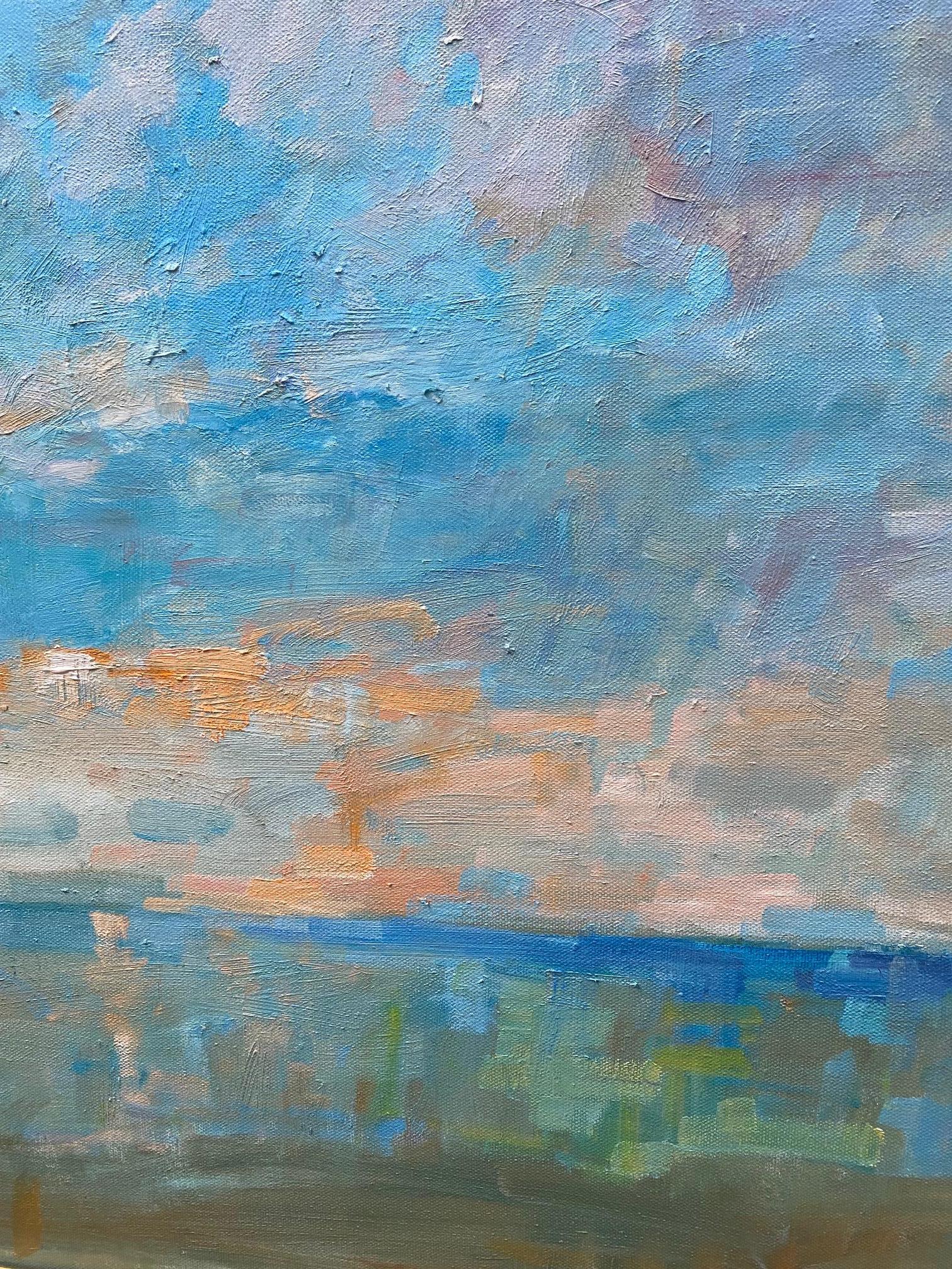 Early Morning in Summer, original 24x30 abstract marine landscape For Sale 3