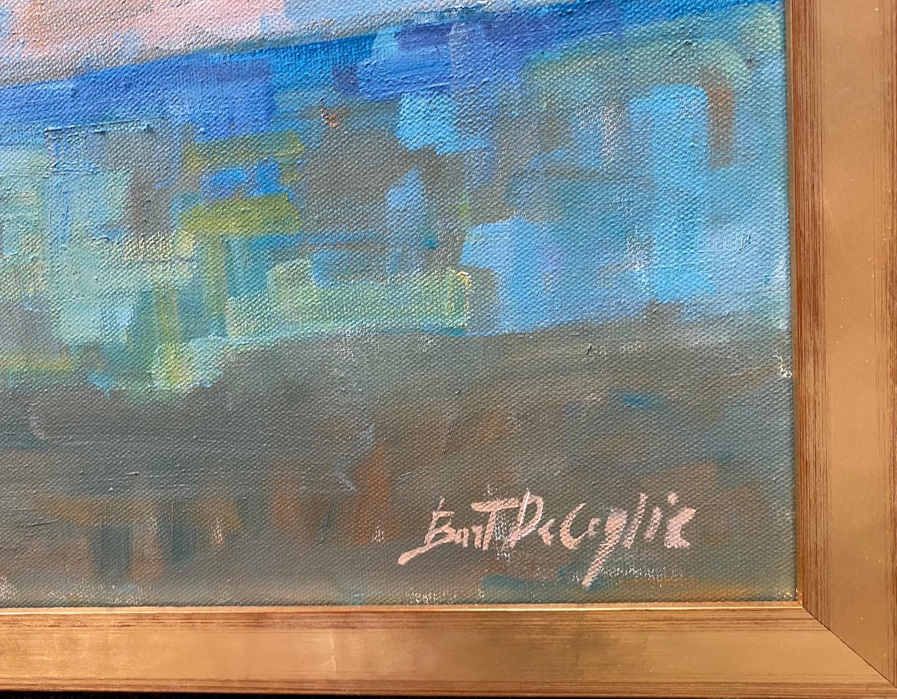 Early Morning in Summer, paesaggio marino astratto originale 24x30 in vendita 3