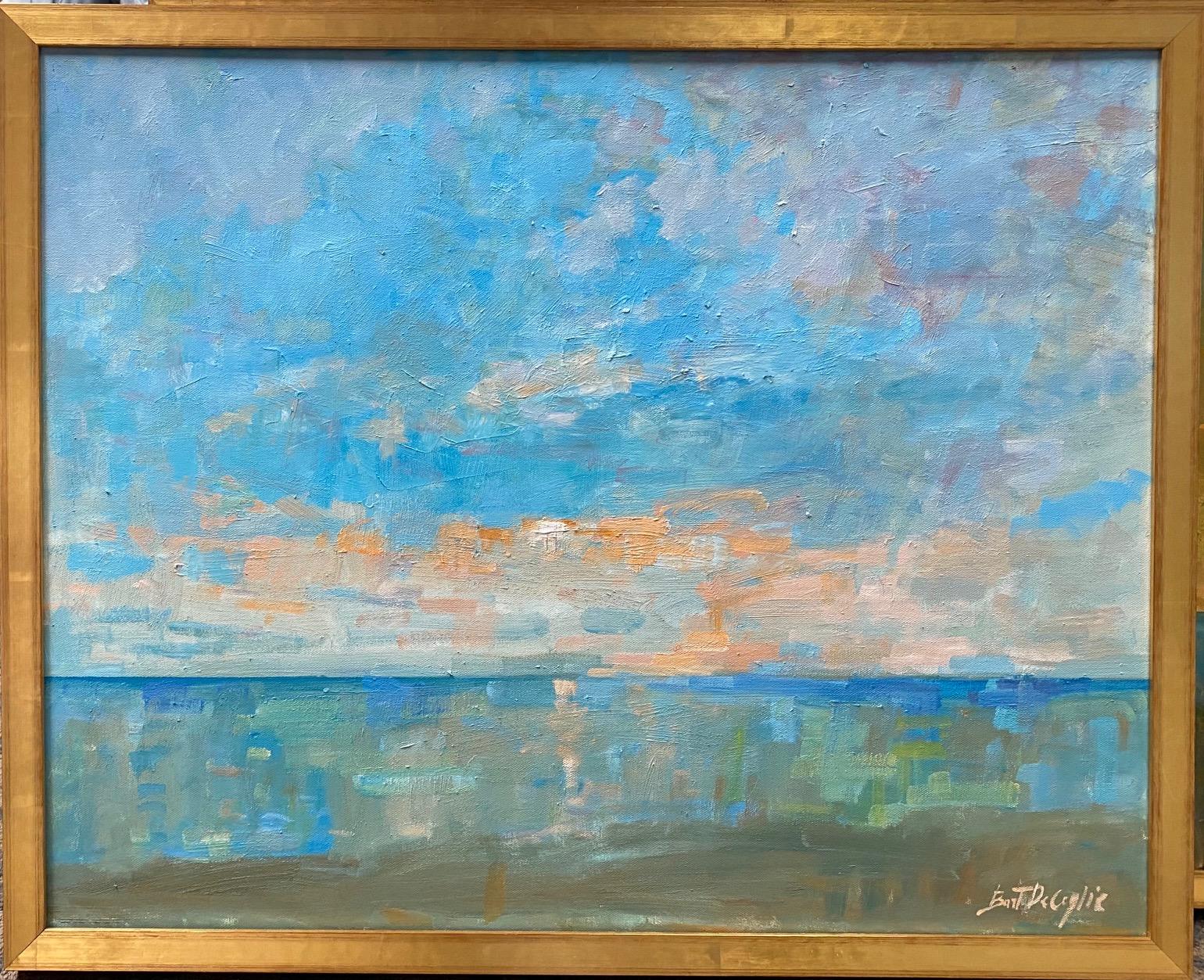Abstract Painting di Bart DeCeglie - Early Morning in Summer, paesaggio marino astratto originale 24x30