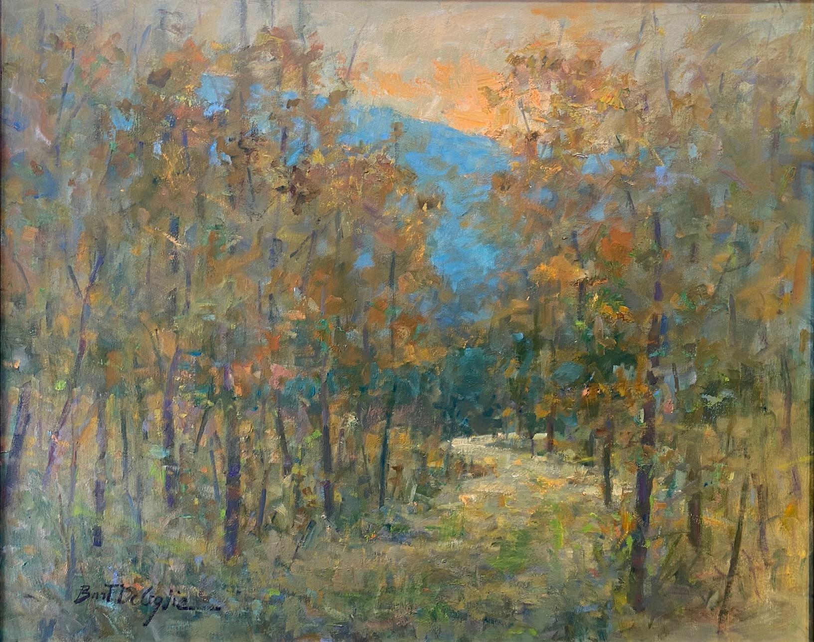Fall Lights, original 24x30 impressionist autumn landscape - Painting by Bart DeCeglie