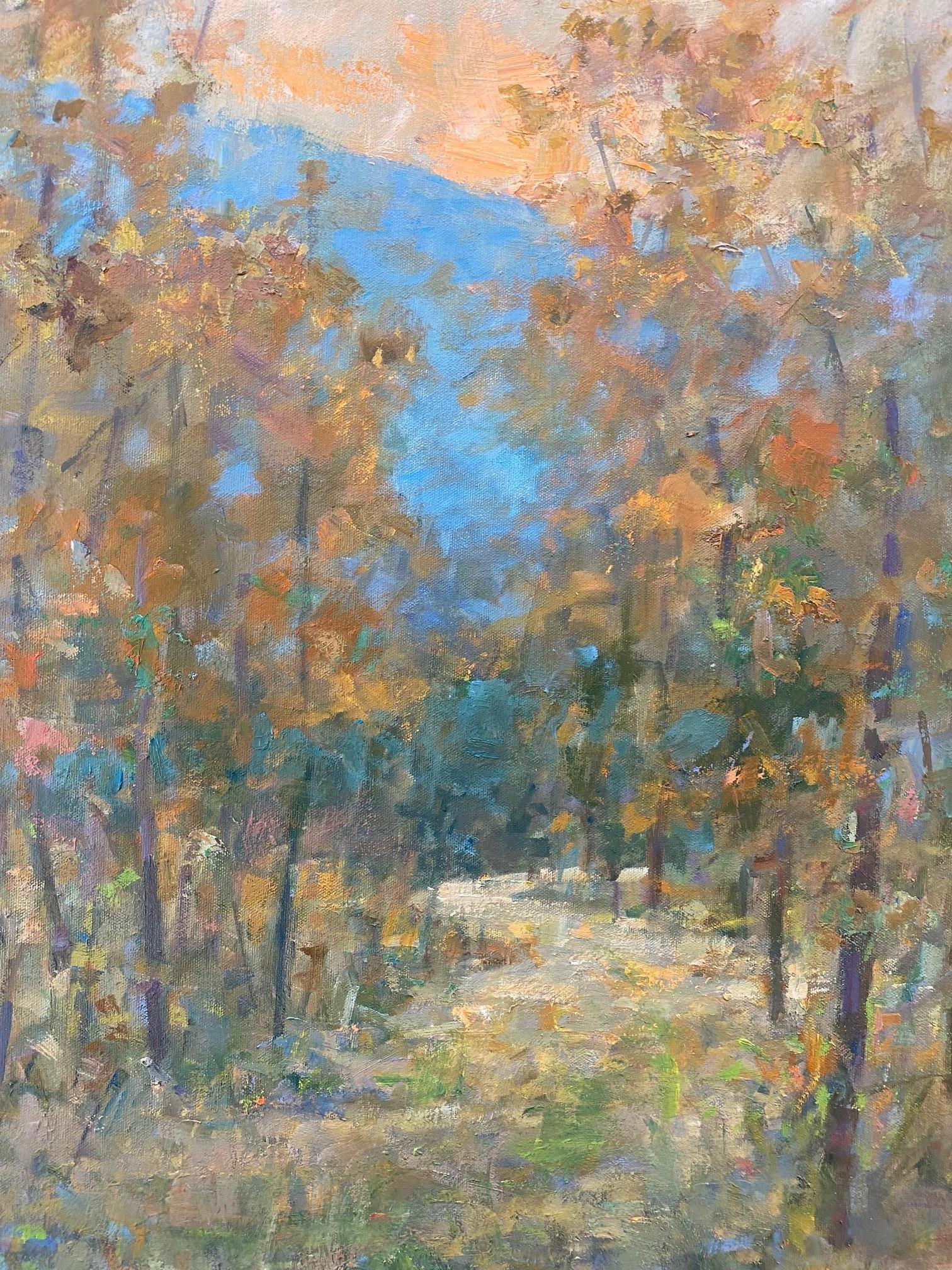 Fall Lights, original 24x30 impressionist autumn landscape - Impressionist Painting by Bart DeCeglie