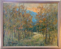 Fall Lights, original 24x30 impressionist autumn landscape