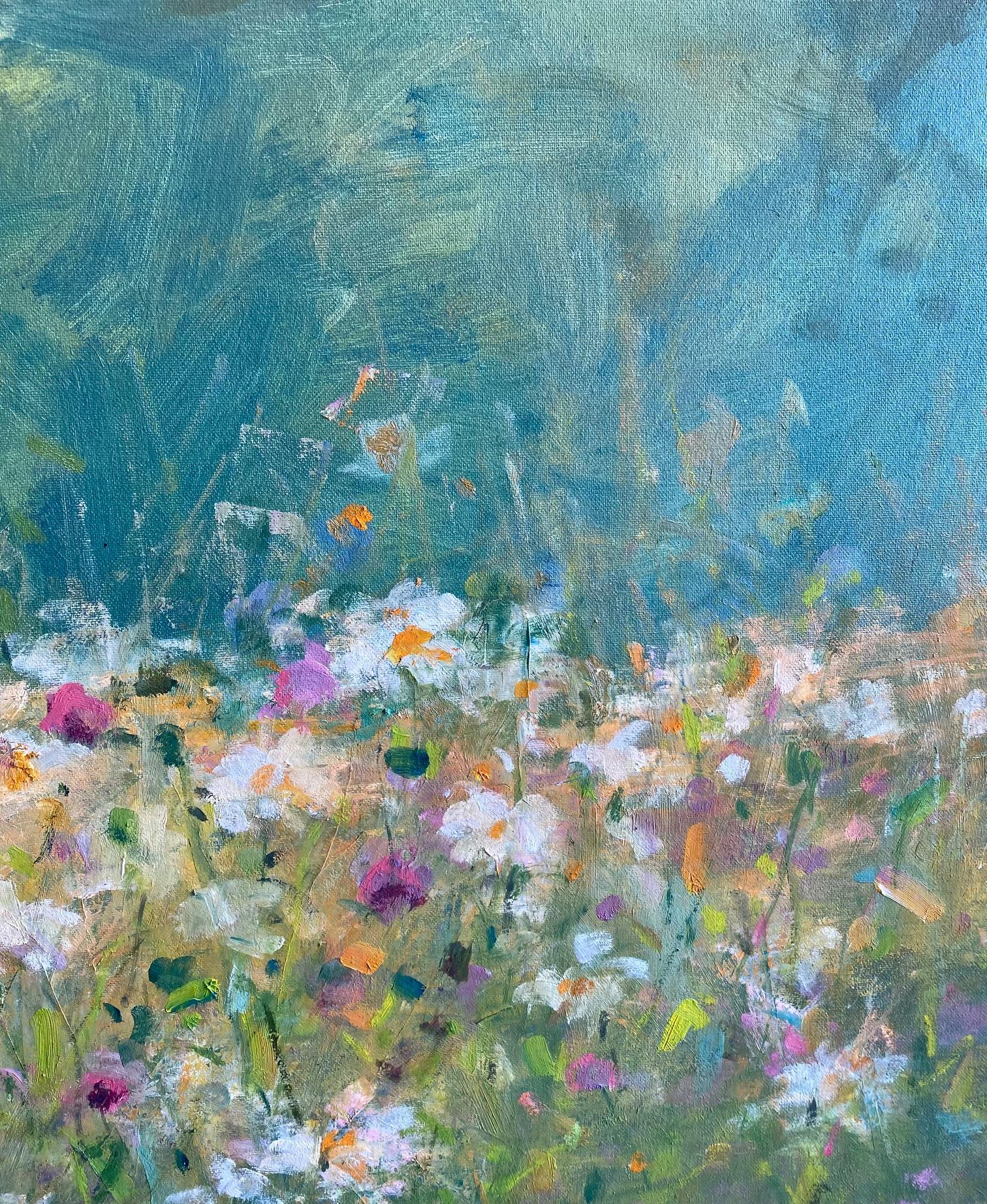 Field of Flowers, original 24x36 contemporary impressionist landscape - Impressionist Painting by Bart DeCeglie