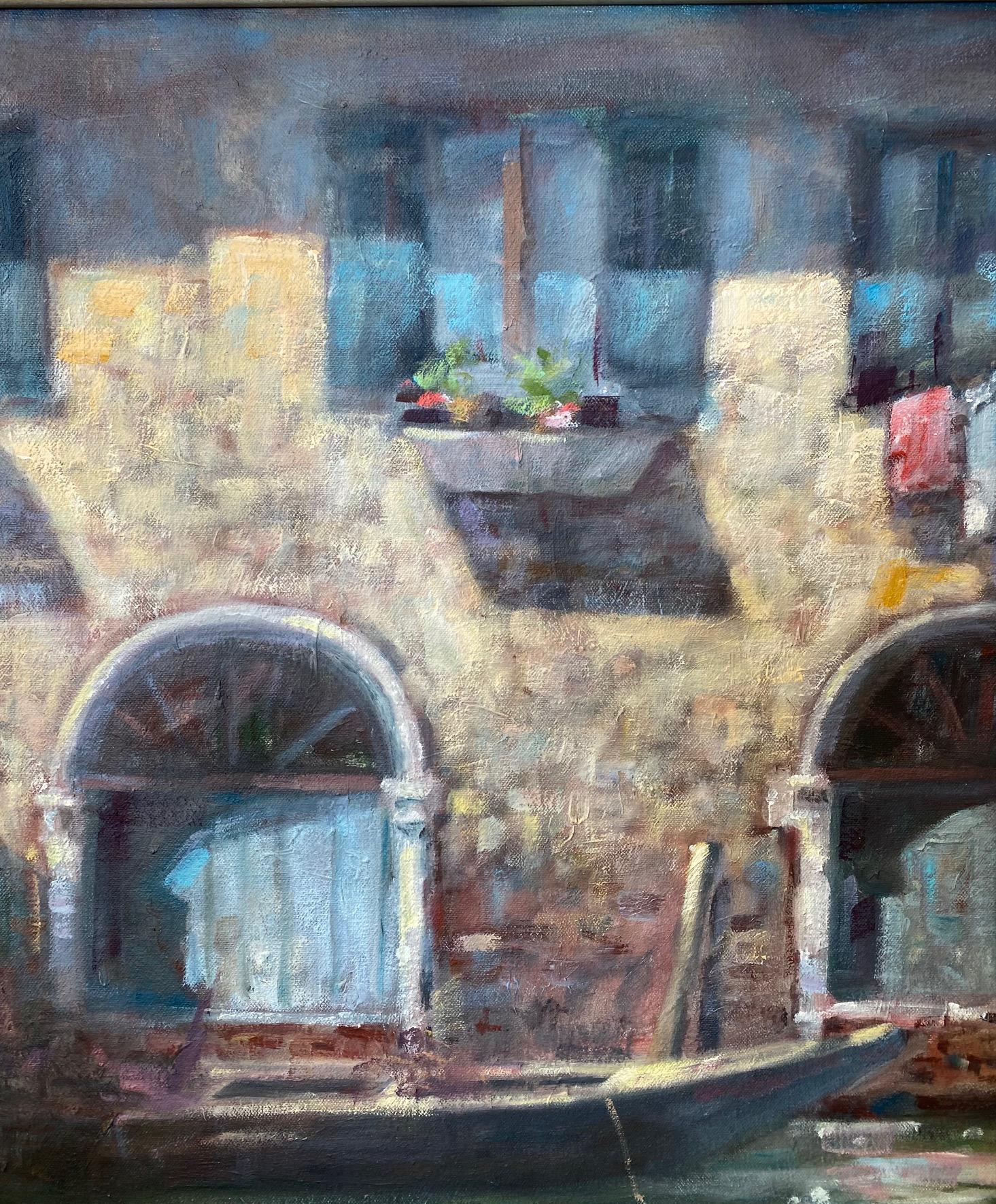 Lavandería en Venecia, paisaje italiano impresionista original en venta 3