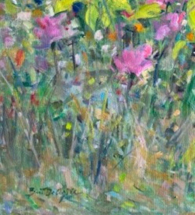 Morning Meadow, original 36x40 paysage floral impressionniste contemporain en vente 1