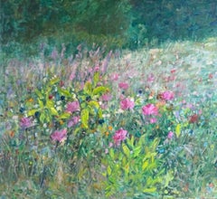 Morning Meadow, original 36x40 contemporary impressionist floral landscape