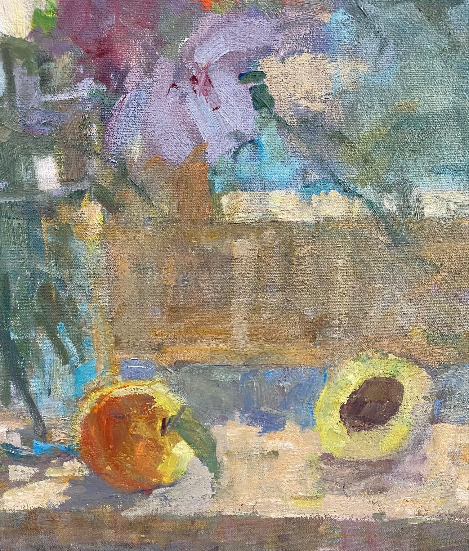 Peaches, original 30x24 impressionist still life For Sale 1